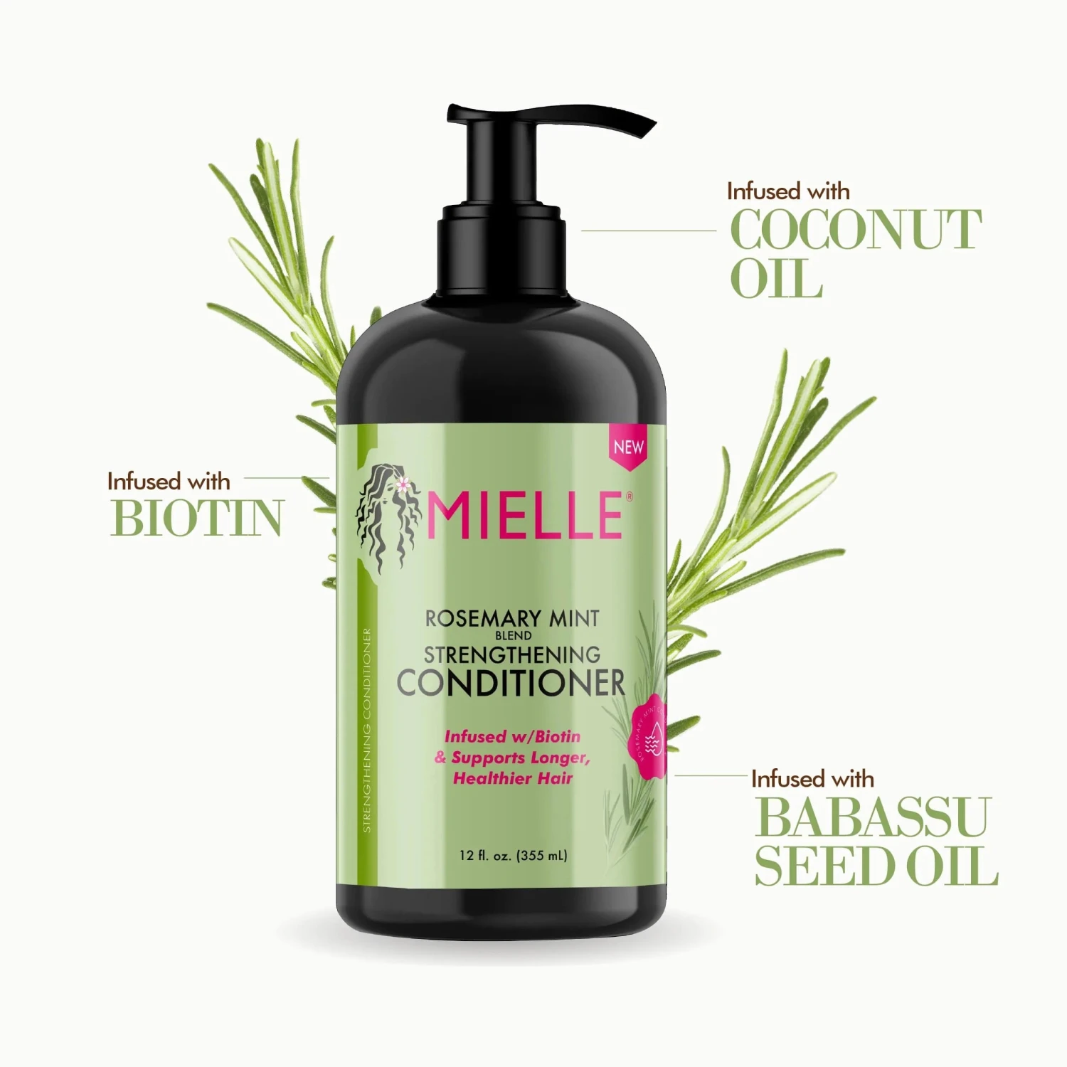 Mielle Rosemary Mint Strengthening Conditioner 355ml 5 Mielle Rosemary Mint Strengthening Conditioner 355ml - Image 3