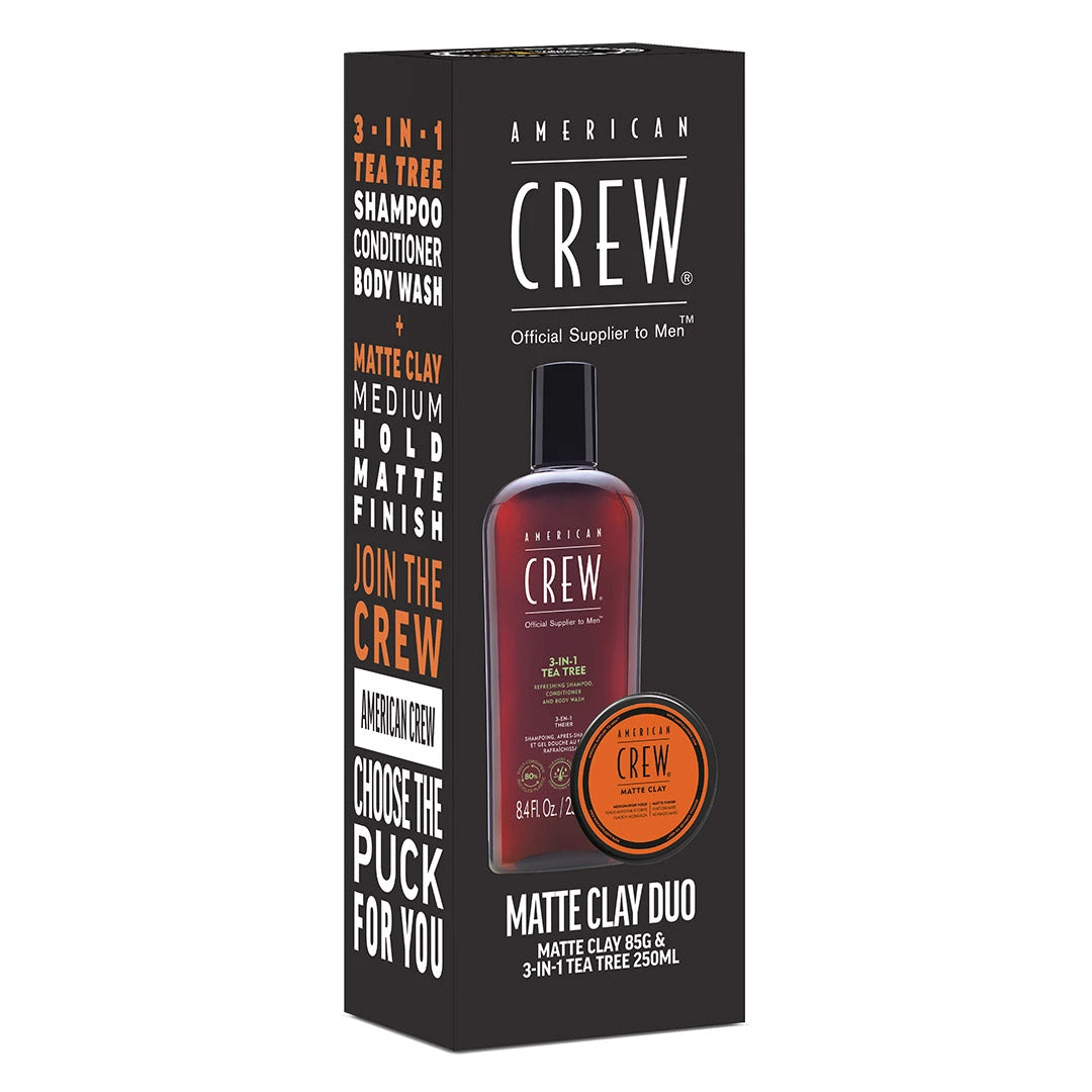 American Crew Classic 3 In 1 Tea Tree Shampoo 250ml & American Crew Matte Clay 85g Duo Pack 3 American Crew Classic 3 In 1 Tea Tree Shampoo 250ml & American Crew Matte Clay 85g Duo Pack