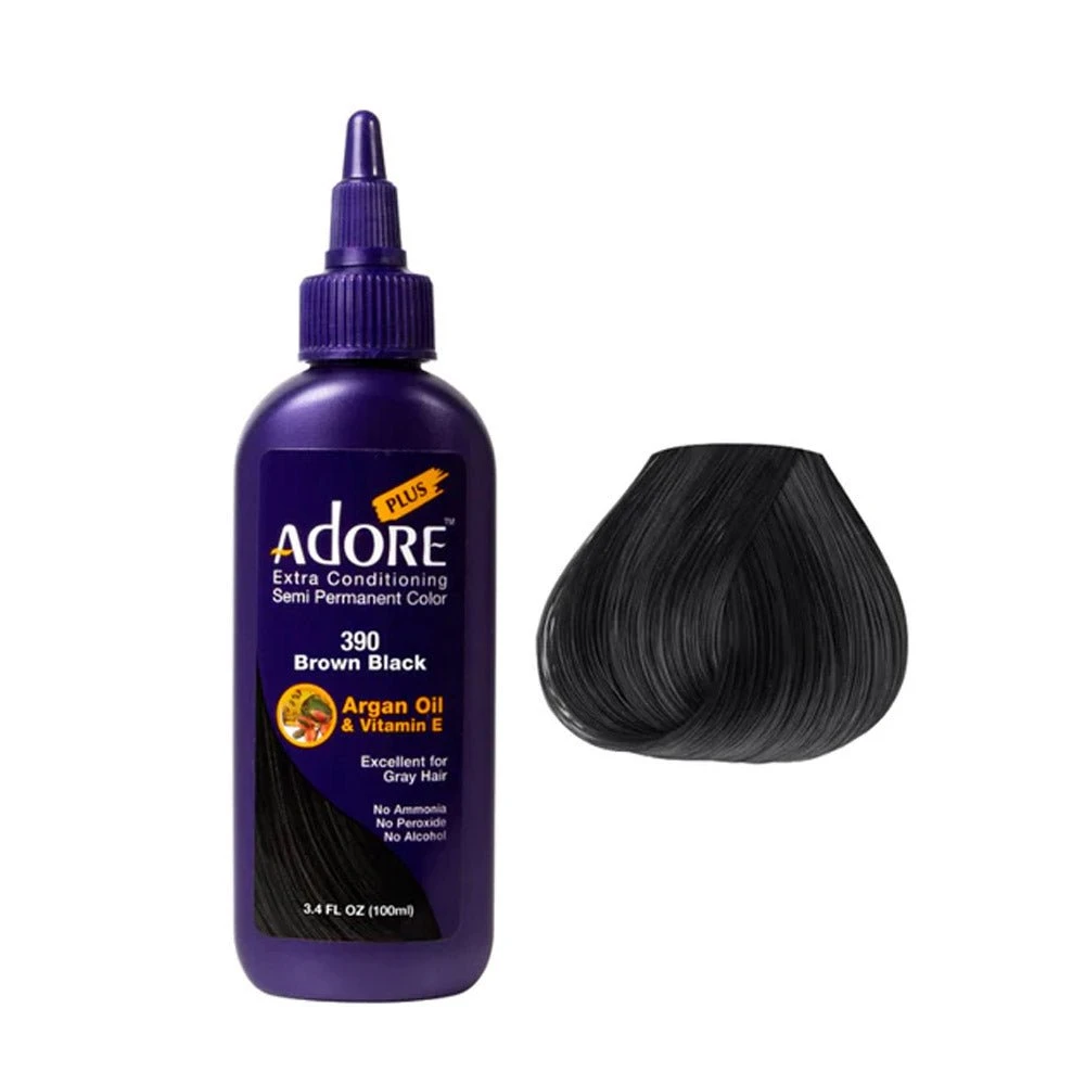 Adore Plus Semi Permanent Hair Color 390 Brown Black 100ml 3 Adore Plus Semi Permanent Hair Color 390 Brown Black 100ml