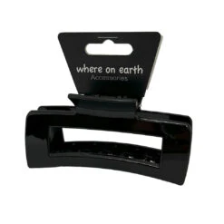 Where On Earth Rectangular Claw Clip Black 10cm
