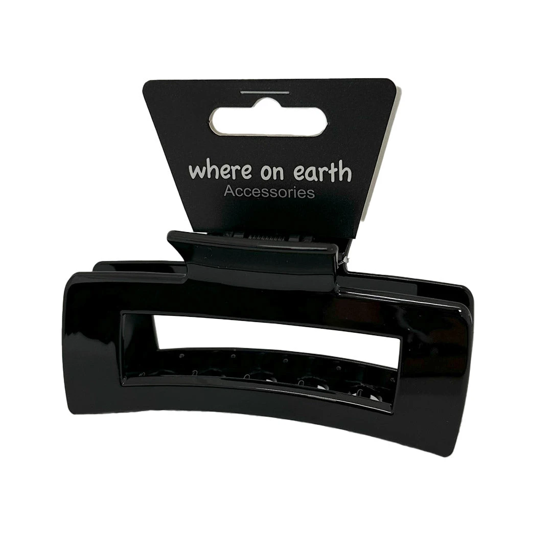 Where On Earth Rectangular Claw Clip Black 10cm 3 Where On Earth Rectangular Claw Clip Black 10cm