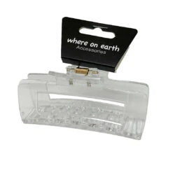 Where On Earth Rectangular Claw Clip Clear 10cm