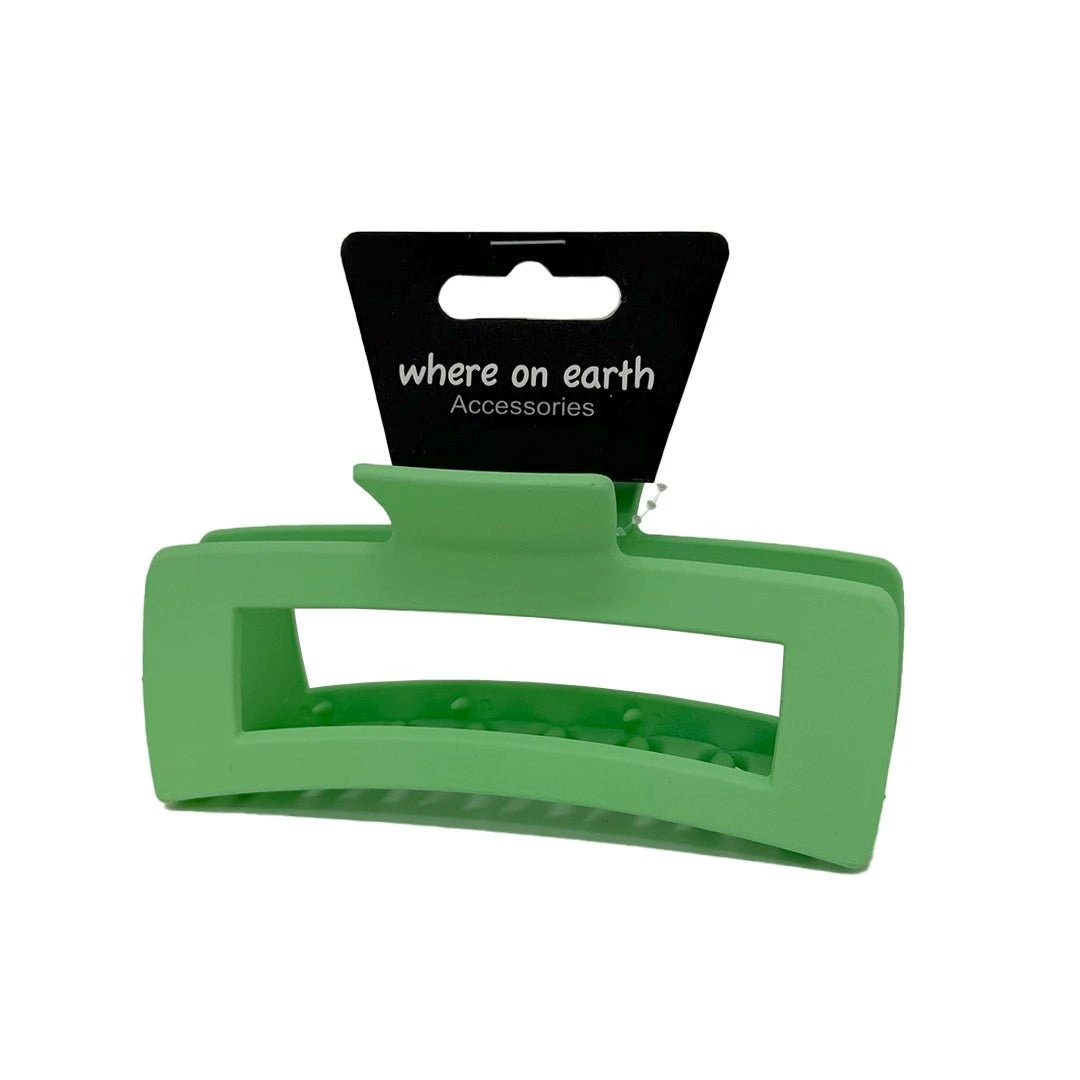 Where On Earth Rectangular Claw Clip Pastel Green 13cm 3 Where On Earth Rectangular Claw Clip Pastel Green 13cm