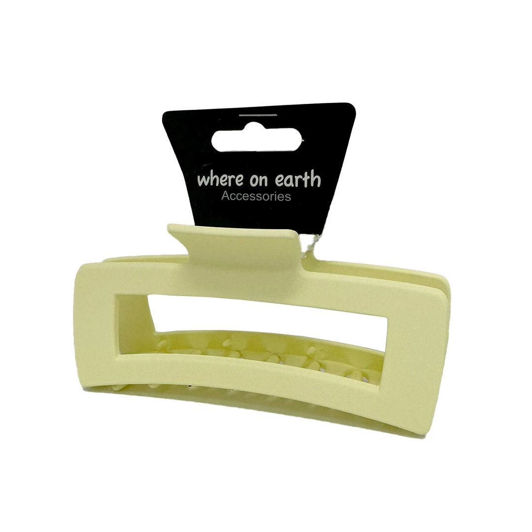 Where On Earth Rectangular Claw Clip Pastel Yellow 13cm 3 Where On Earth Rectangular Claw Clip Pastel Yellow 13cm