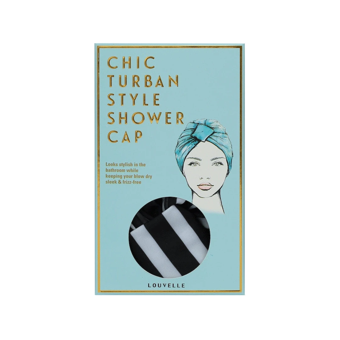 Louvelle Amelie Shower Cap In Monochrome Stripe 4 Louvelle Amelie Shower Cap In Monochrome Stripe - Image 2