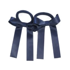 Where On Earth Satin Pony Bow Navy Blue