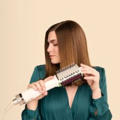 Shark SmoothStyle Heated Comb & Blow Dryer Brush Silver -Goldwell Shop shark smoothstyle heated comb blow dryer brush silver 2 712257