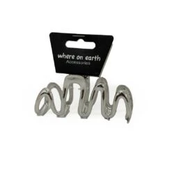 Where On Earth Melrose Metal Wave Claw Clip Silver 10cm