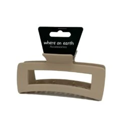 Where On Earth Rectangular Claw Clip Pastel Beige 13cm