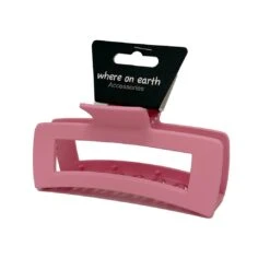 Where On Earth Rectangular Claw Clip Pastel Pink 13cm